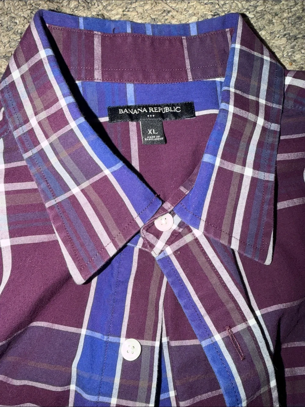 Banana Republic Purple and Blue Plaid Men's Button-Down Shirt